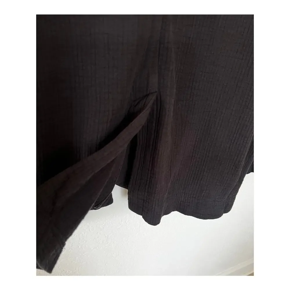 Free People Cotton Gauze Double Breasted Relaxed Blazer S Black Career Jacket